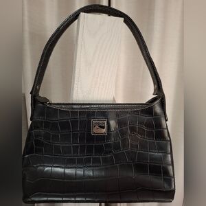 Dooney & Bourke Vintage Black Croc-Embossed Shoulder Bag EUC